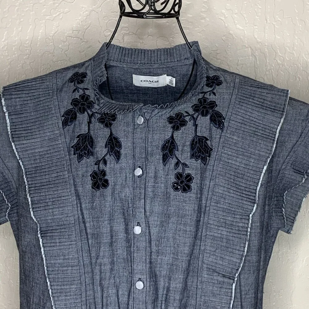 Coach Blue Chambray Short Prairie Dress Women’s Size 8 NWOT MSRP $498 - Picture 2 of 10